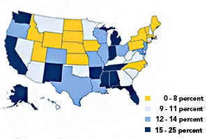 Uninsured motorist percentage map