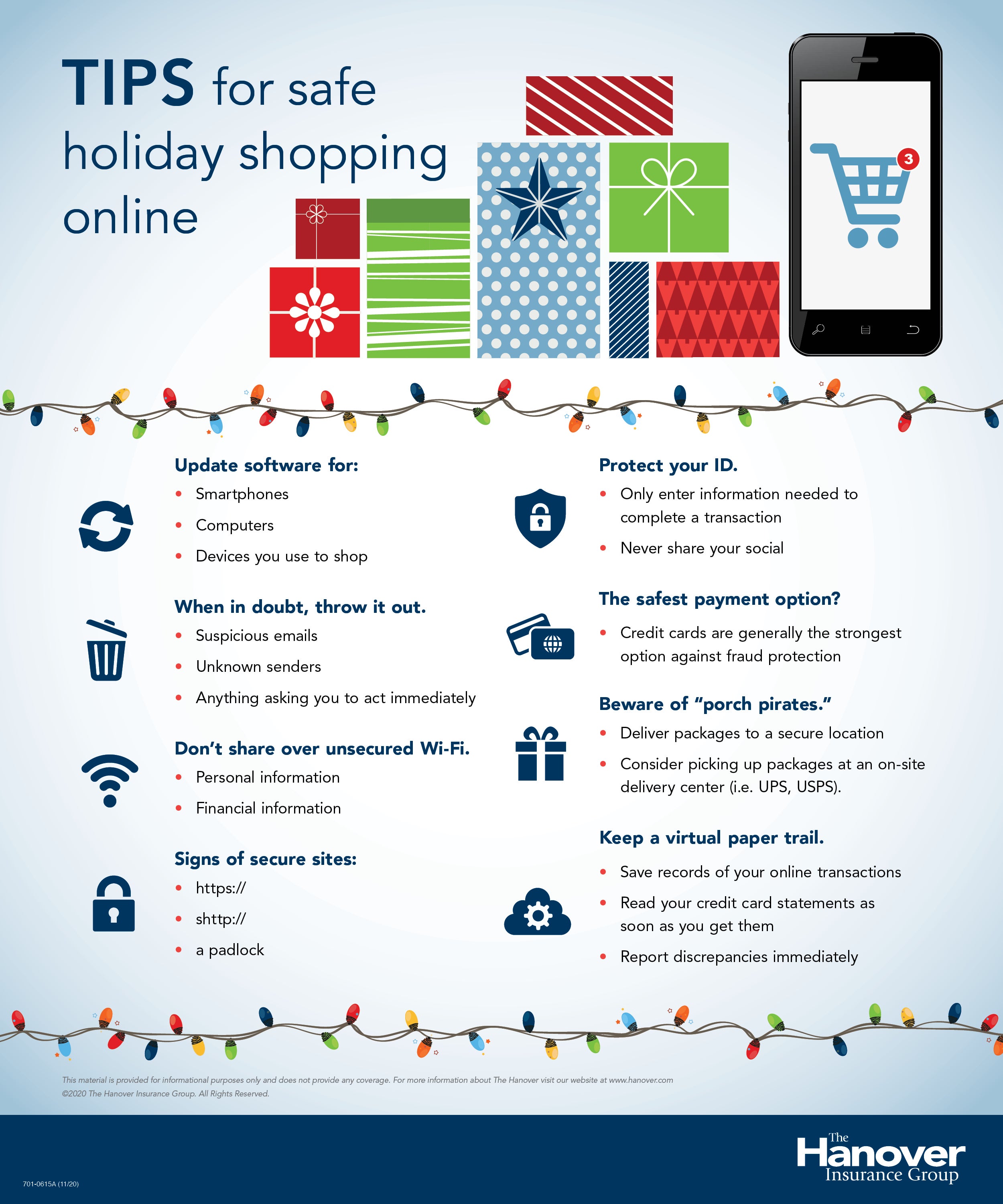 infographic sharing tips for safe holiday shopping online