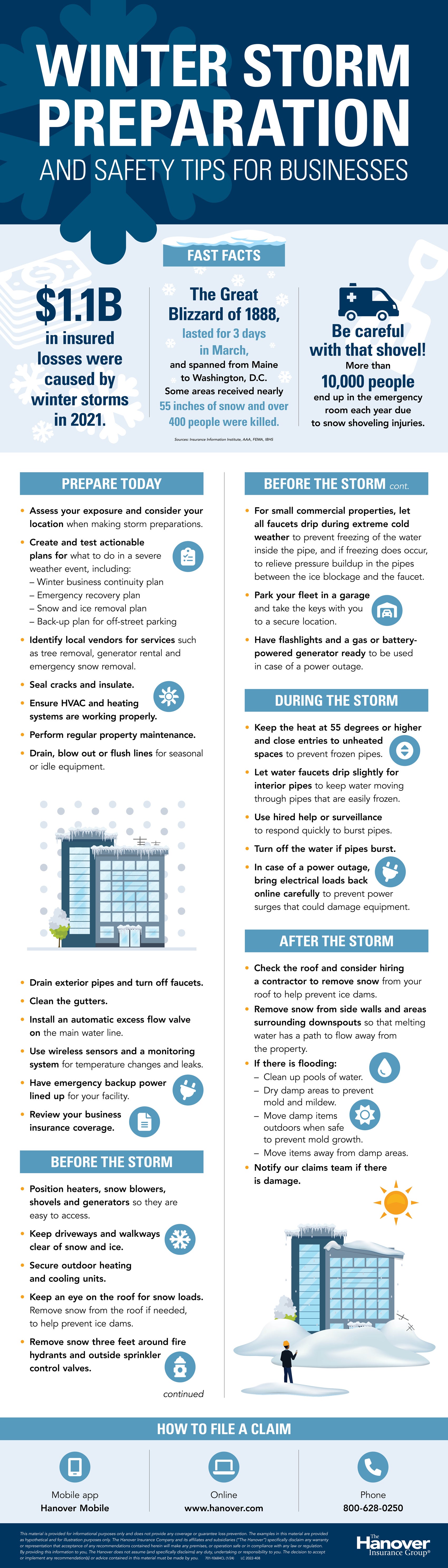 Winter storm preparation and safety tips infographic