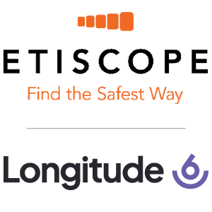 Etiscope Find the safest way and Longitude 6 logos